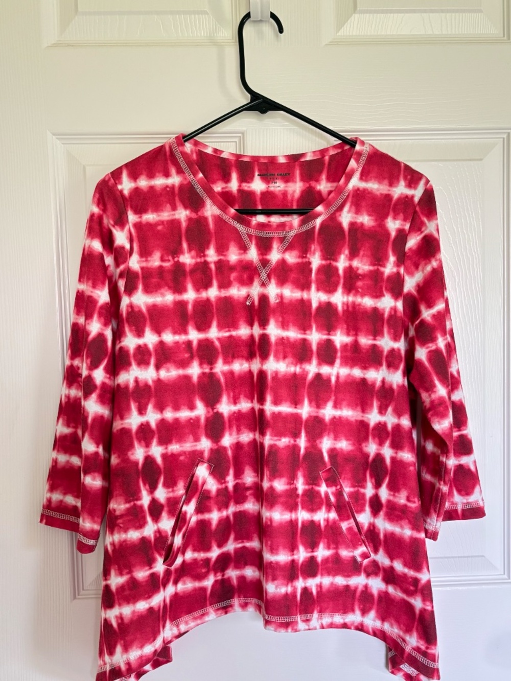 Allison Daley Womens PM Pink Tie Dye Sweatshirt Petite Medium Sharkbite Pocket